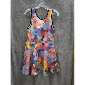 Colorful Mini Dress Women's Large Scuba Material‎ Sleeveless Watercolor Dopamine